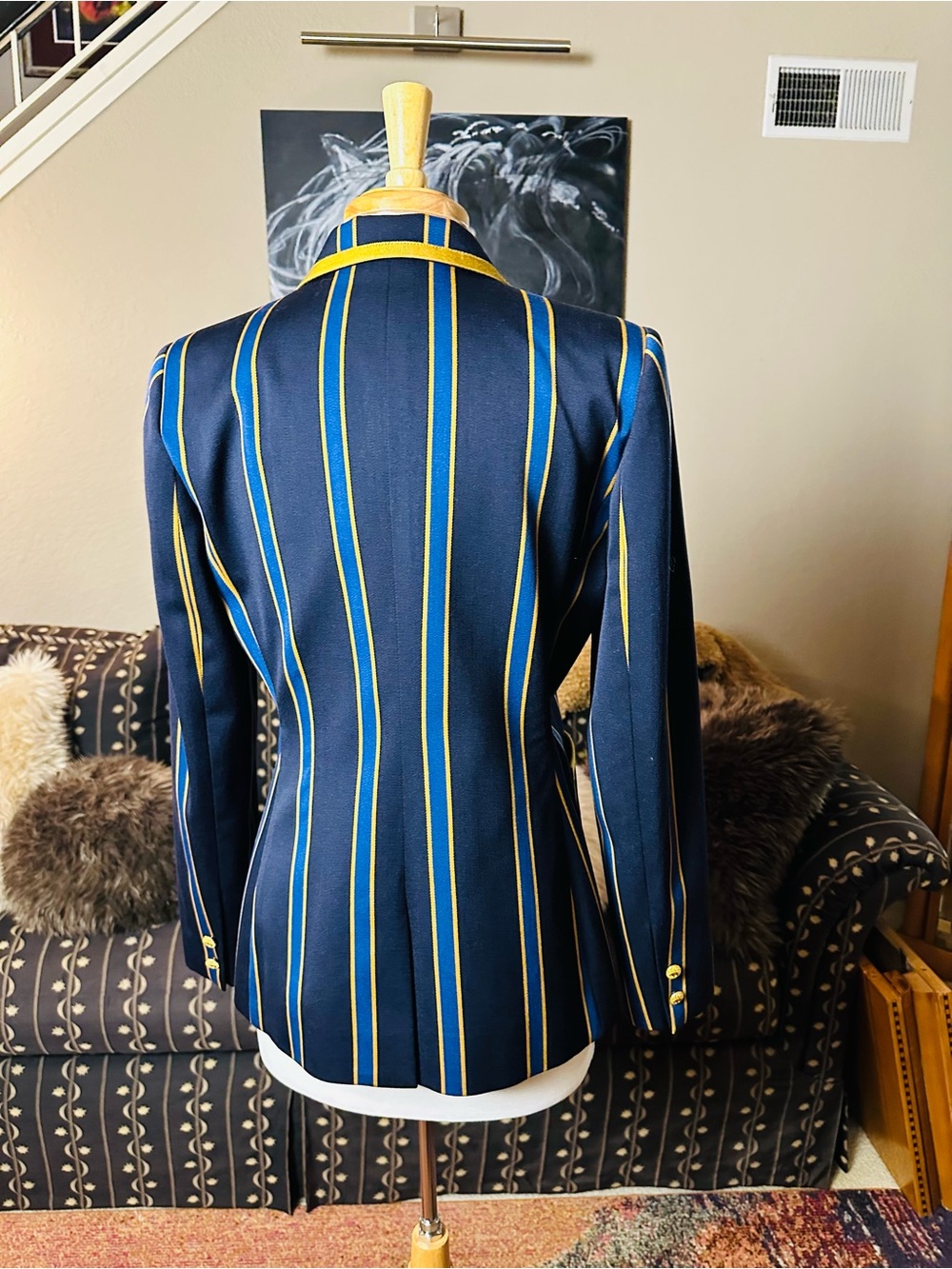 Brooks Brothers Striped Boating Blazer with Crest & Grosgrain Trim -Size: 10 - Picture 3 of 12
